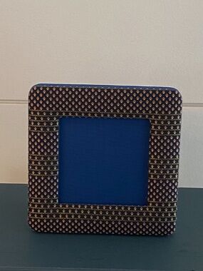 Jim Thompson Art Deco Silk Tabletop Picture Frame Velvet Back Geometric
